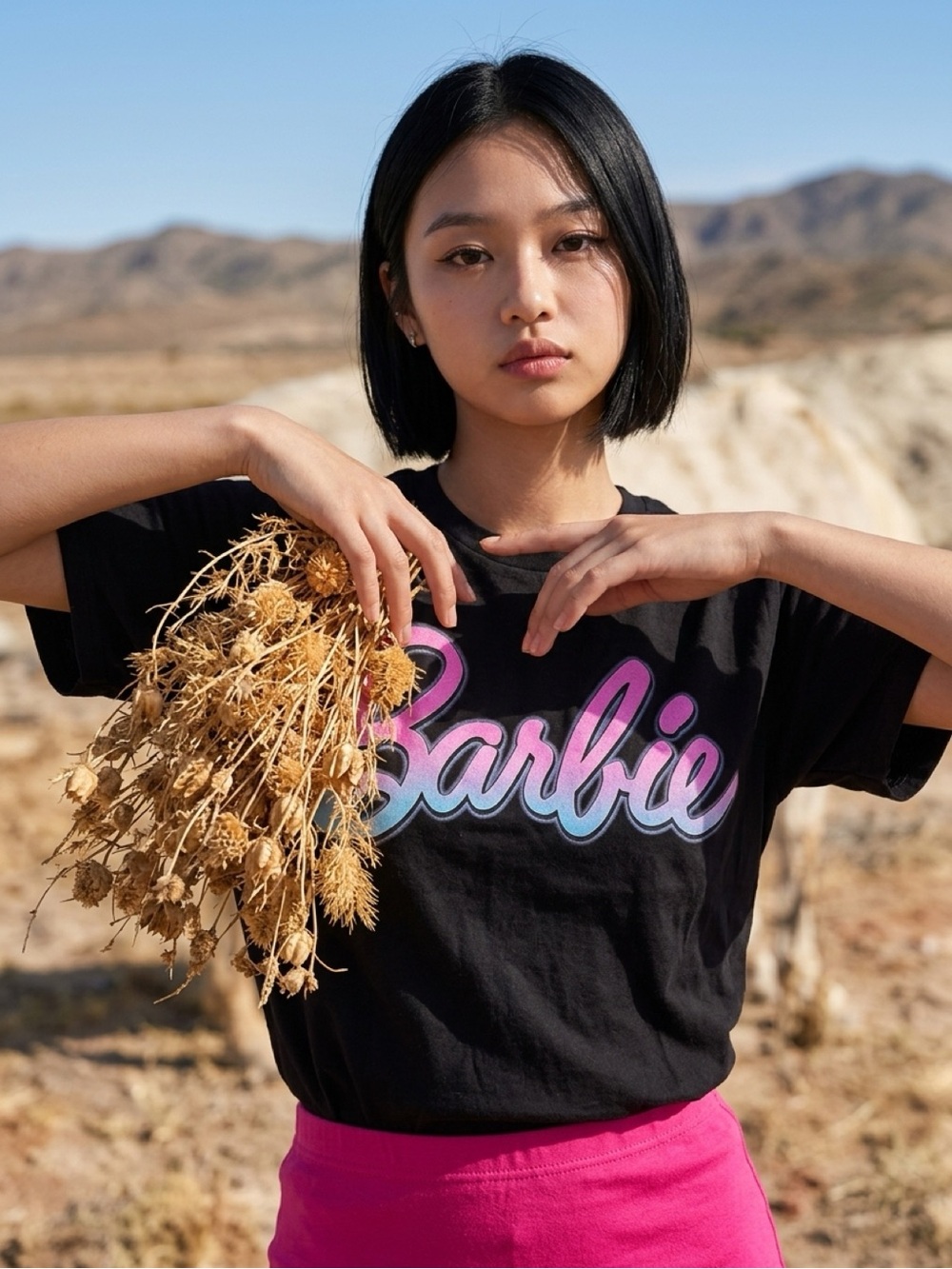 Barbie Black Logo Graphic T-Shirt Tee Size XS NWOT